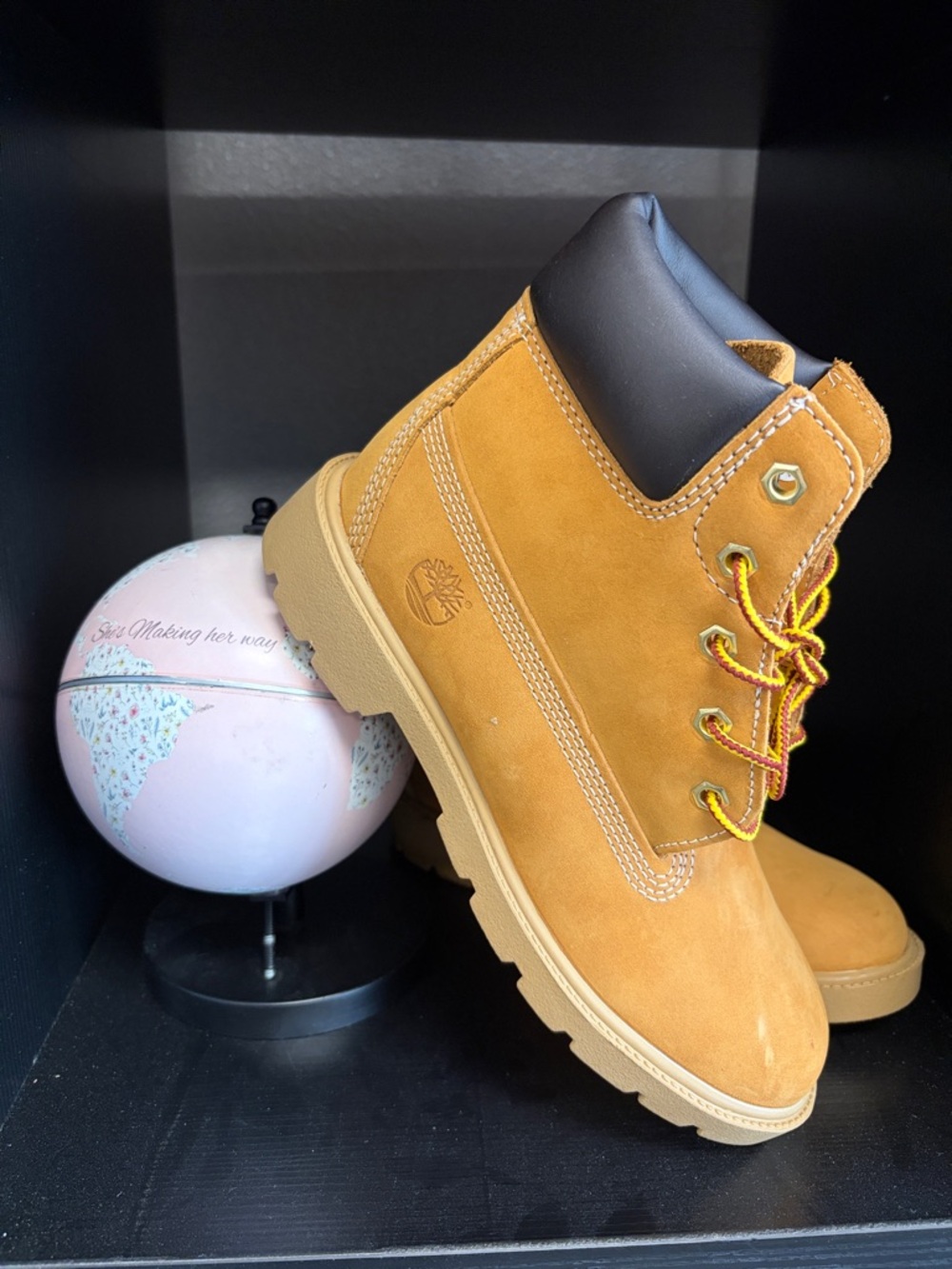 Timberland Kids Wheat Nubuck Padded-Collar Lace-Up Boots